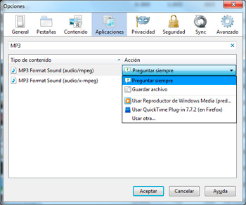 Configurar descarga en Firefox