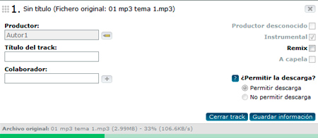 Formulario track album base