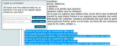 Opciones letra estribillo