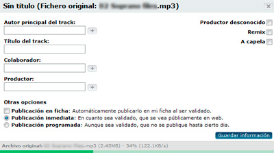 Opciones MP3 Subida