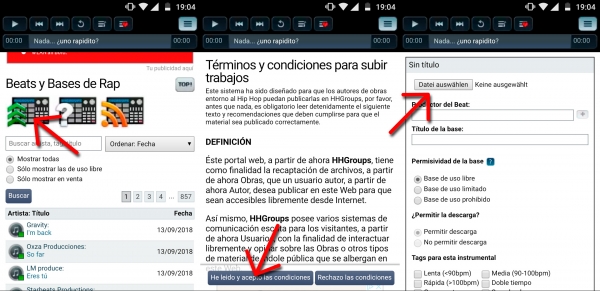 Subir beats desde movil