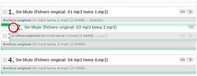 Subida tracks Album ordenar