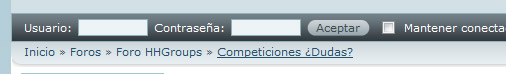 Barra de navegación de HHGroups