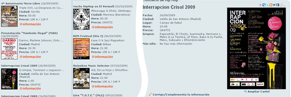 Secci&oacute;n de conciertos hip hop